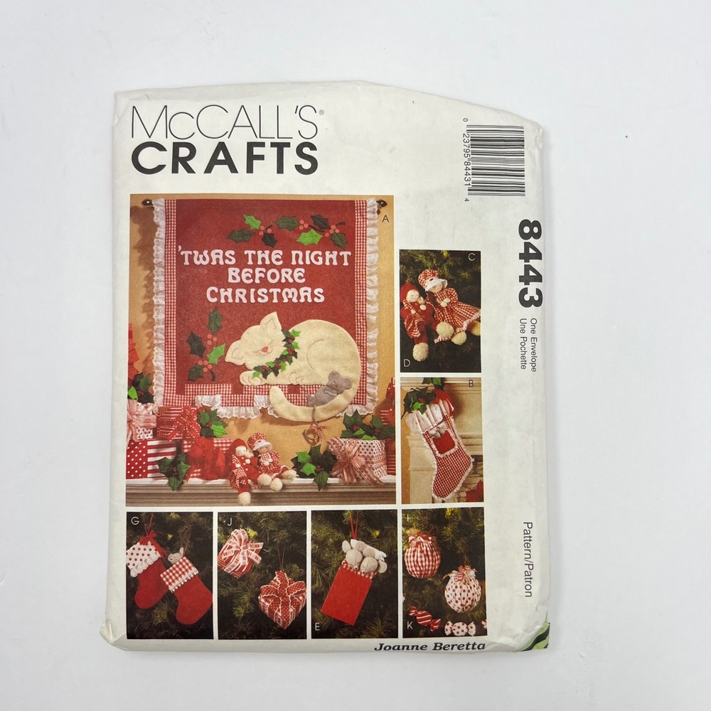 Vintage McCall's Christmas Sewing Pattern 8443 Joanne Beretta‎ Holiday Decor